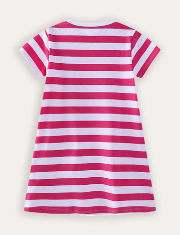 Unicorn Applique Stripe Cotton Dress
